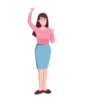 character woman rising hands up png