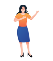 personaje mujer creciente manos arriba png