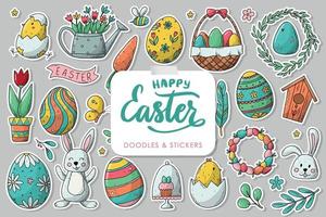 Easter stickers set, clip art, doodles. Good for prints, apparel decor, cards, sublimation, etc. EPS 10 vector