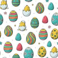 Easter seamless pattern with eggs and chicks for nursery prints, wallpaper, textile, scrapbooking, wrapping and digital paper, backgrounds, etc. EPS 10 vector