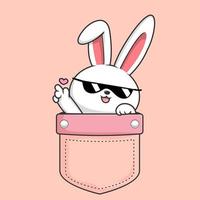 Rabbit in Pocket - Cute Bunny Hiding in Pocket with Cool Sunglasses vector