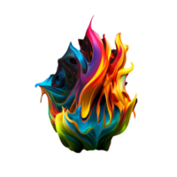 Colorful Fire Flame Isolated on transparent Background, Colorful Wavy Fire Ball in transparent Background png