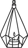 Burning candle in candlestick.Hand-drawn vector illustration in doodle style