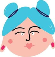 Cute young blue hair girl with cool face vector