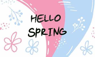 Hello Spring hand sketched background. vector