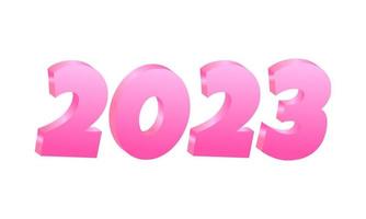 rosado 2023 con 3d colgando número. saludo concepto para 2023 nuevo año celebracion vector