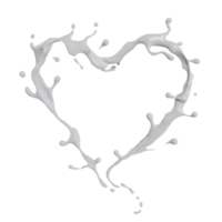 milk isolated splashes heart curve. 3D render illustration png