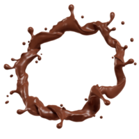Schokolade isoliert spritzt Wellen Kreis. 3d machen Illustration png