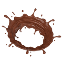 Chocolate isolated splashes waves circle. 3D render illustration png