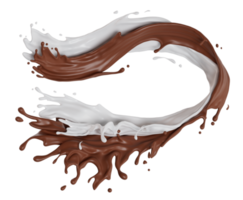 Leche y chocolate aislado salpicaduras ola. 3d hacer ilustración png