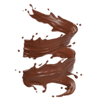 Chocolate isolated splashes spiral. 3D render illustration png