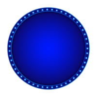 bleu rétro panneau d'affichage rond forme avec embrasé néon lumières png