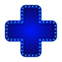 blauw aanplakbord vorm met gloeiend neon lichten png