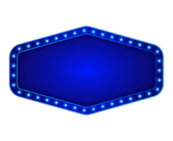 azul cartelera hexágono forma con brillante neón ligero png