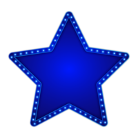 azul Painel publicitário Estrela forma com brilhando néon luz png