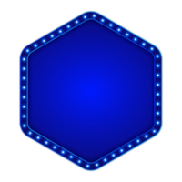 azul Painel publicitário hexágono forma com brilhando néon luz png