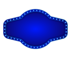 bleu panneau d'affichage forme avec embrasé néon lumières png