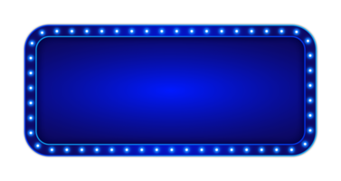 Blue billboard rectangle shape with glowing neon lights png