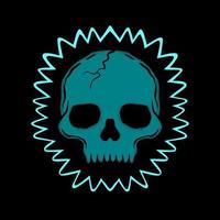 Green skull art Illustration hand drawn style premium vector for tattoo, sticker, logo etc