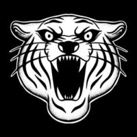 Tiger art Illustration hand drawn style black and white vector for tattoo, sticker, logo etc