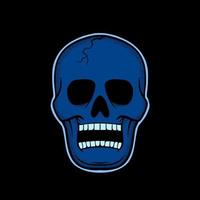 Blue skull art Illustration hand drawn style premium vector for tattoo, sticker, logo etc