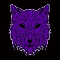 Wolf purple art Illustration hand drawn style premium vector for tattoo, sticker, logo etc