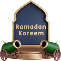 3D Rendering ramadan illustration with cannon isolated png