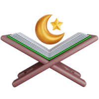 3d Rendern islamisch Buch mit Halbmond Mond Symbol isoliert png
