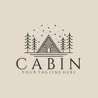 cabin line art logo, icon and symbol, vector illustration design
