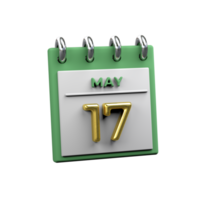 mensual calendario 17 mayo 3d representación png