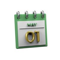 mensuel calendrier 01 mai 3d le rendu png