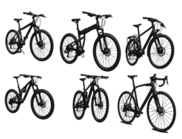 silhouettes of bicycles. bicycle realistic 3d model illustration, environmentally friendly transport PNG