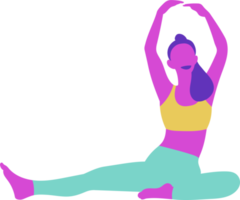 Young woman doing yoga fitness exercises png