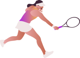 Colorful sportswoman big tennis player png