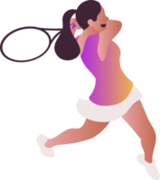 Colorful sportswoman big tennis player png