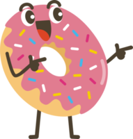 sorridente rosquinha desenho animado personagem. png