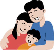 feliz família com crianças. mãe, pai e crianças. fofa desenho animado personagens isolado. colorida ilustração dentro plano estilo. png