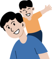 contento famiglia con bambini. padre giocando con figlio. carino cartone animato personaggi isolato. colorato illustrazione nel piatto stile. png