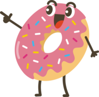 souriant Donut dessin animé personnage. png
