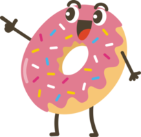 sonriente rosquilla dibujos animados personaje. png