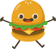 Smiling Hamburger Cartoon Character. png