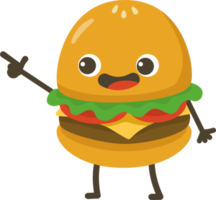 souriant Hamburger dessin animé personnage. png