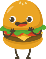 sonriente hamburguesa dibujos animados personaje. png