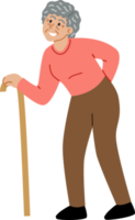 Elderly woman using a cane. png
