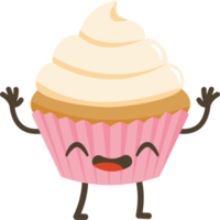 Smiling Cupcake Cartoon Character. png