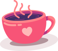 rood kop van koffie met romantisch ontwerp illustratie. gelukkig verjaardag concept png