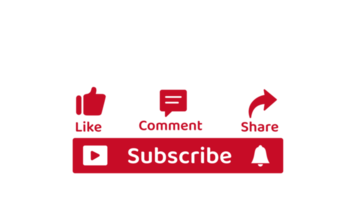 Subscribe button with like comment and share icon free png