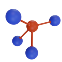 3d render illustration of a molecule in blue and red png