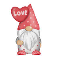 Gnome with balloon heart Watercolor Valentine's day png