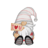 Gnome Watercolor Valentine day Clipart png